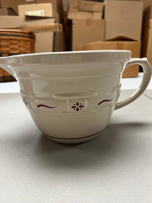 Longaberger batter bowl in traditional red glaze imperfection