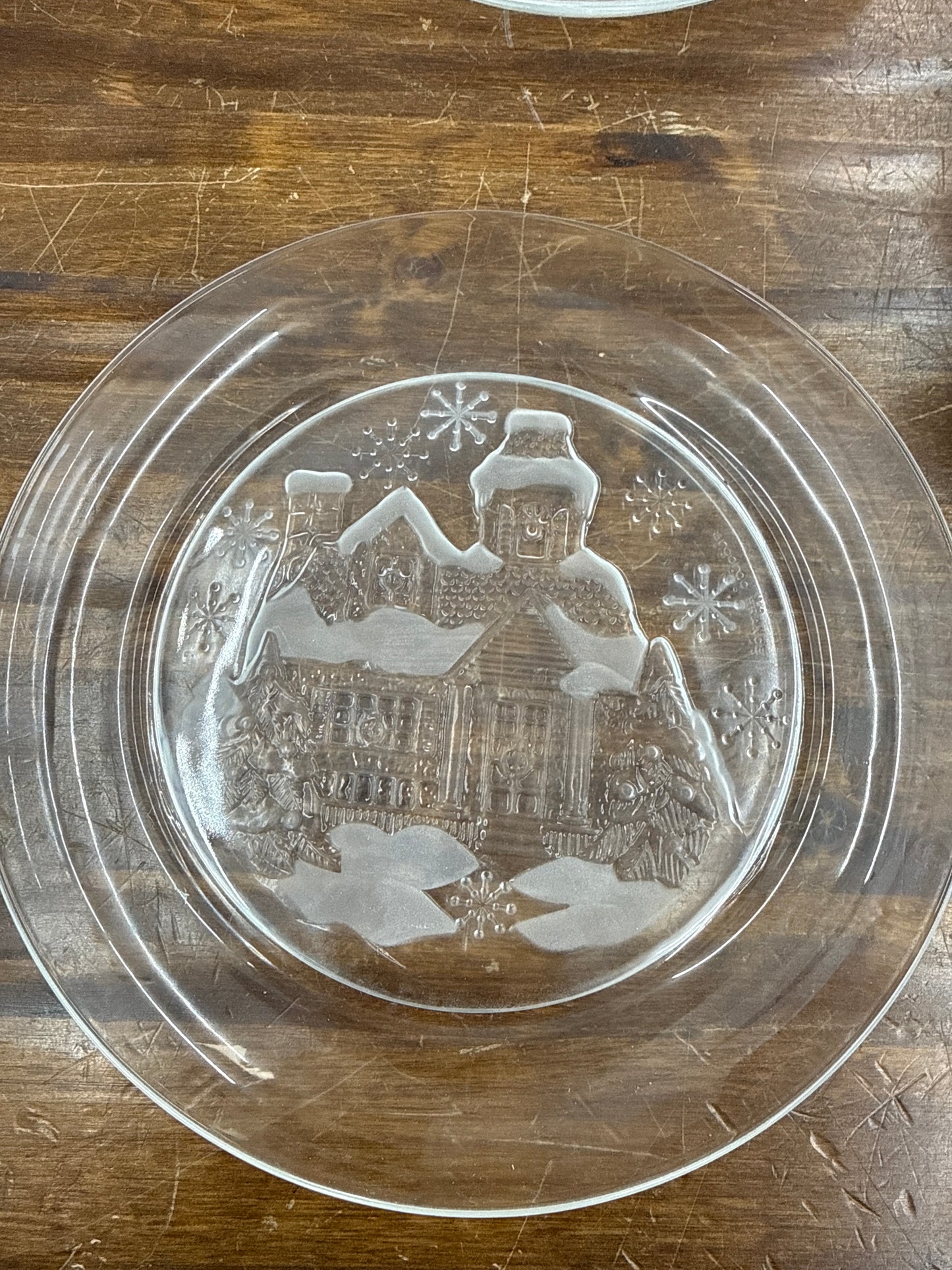 Homestead glass Christmas plates - set of 8