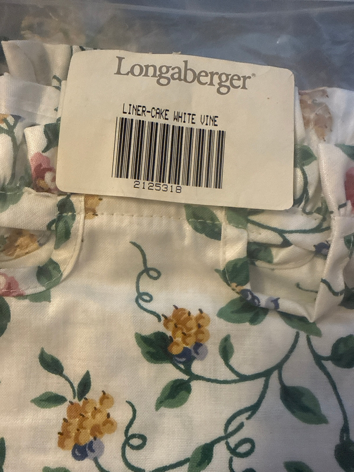 Longaberger cake liner in white vine