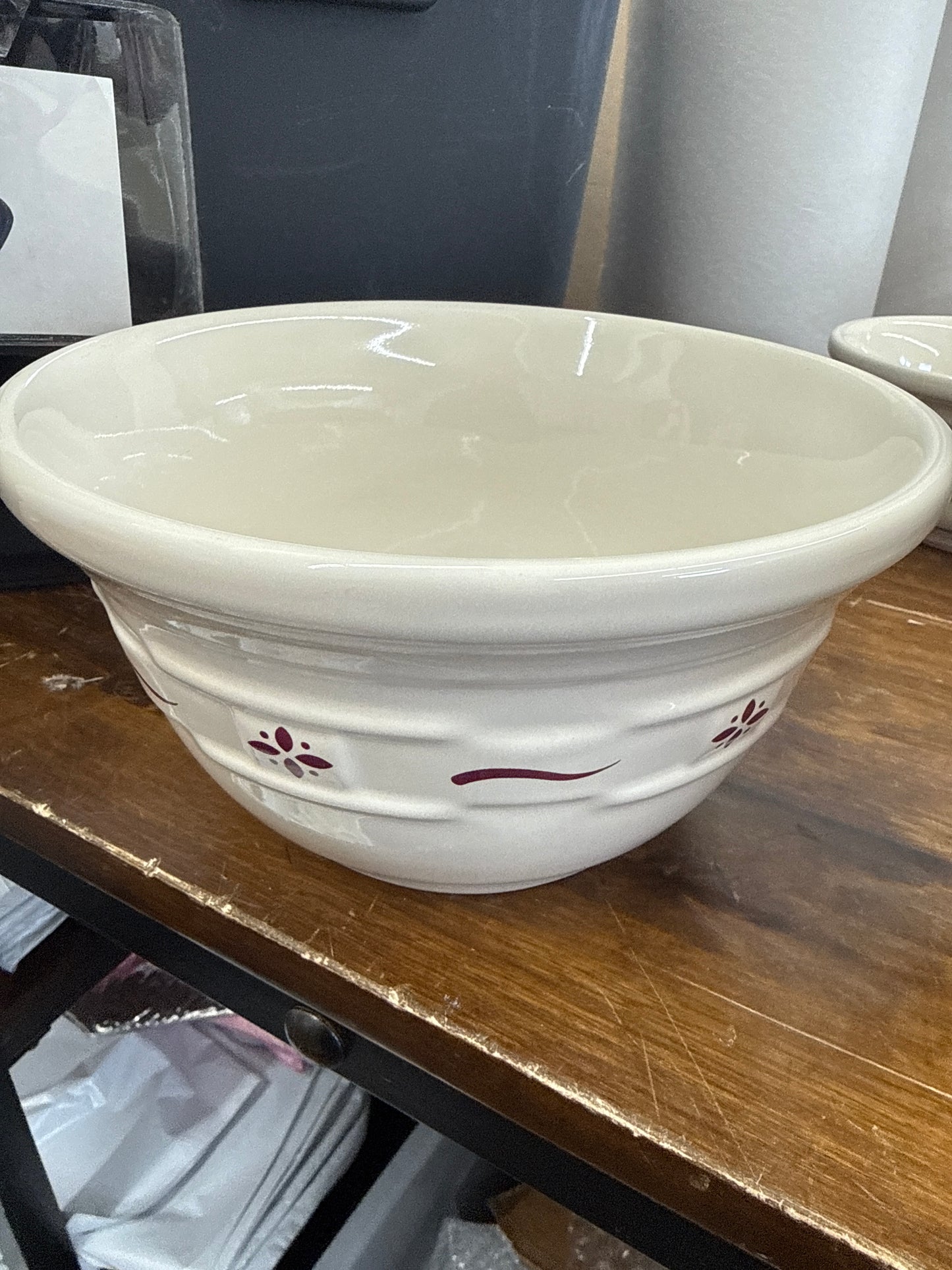 Longaberger medium mixing bowl in traditional red