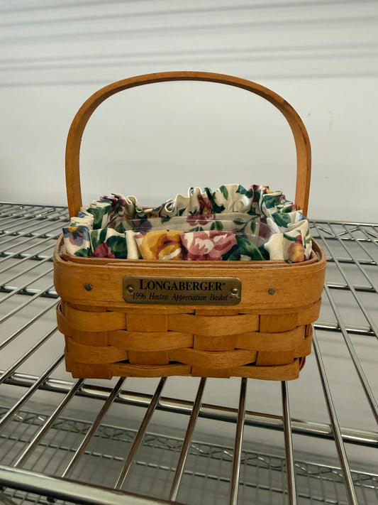 Longaberger 1996 hostess appreciation basket with liner and protector