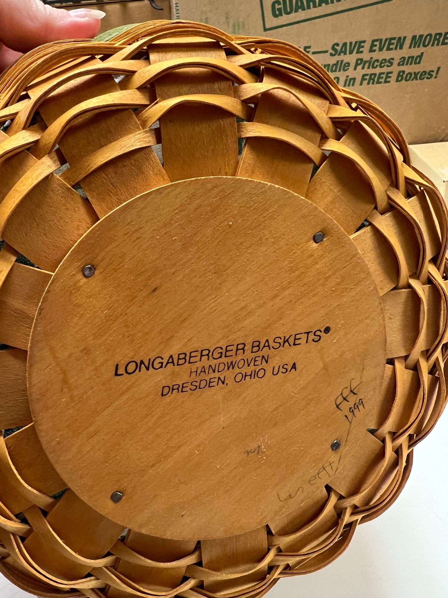 Longaberger popcorn basket with liner & protector