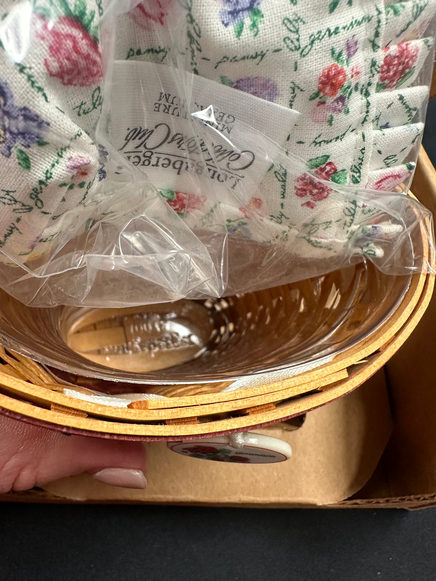 Longaberger Collectors Club May Series Miniature Geranium Basket with Liner, and Protector