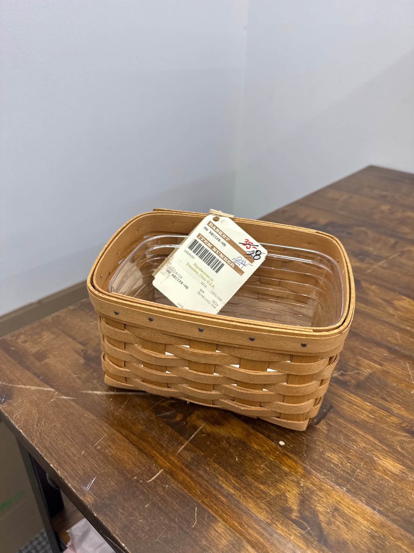 Longaberger small recipe basket with protector