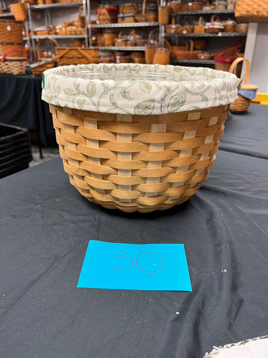 Longaberger foliage basket with liner & protector