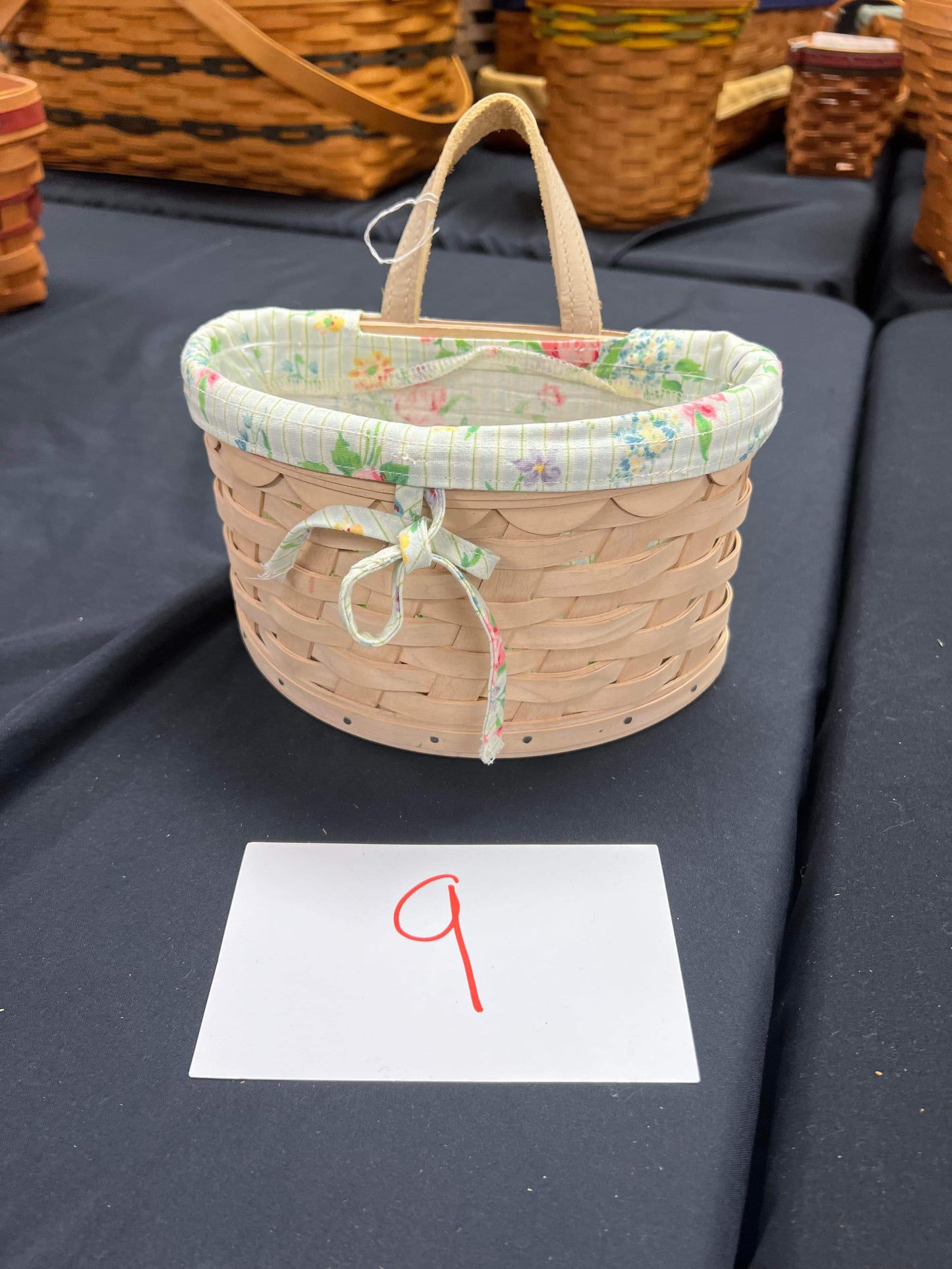 Longaberger White Washed Small Scalloped Wall Pocket Basket with Liner and Protector