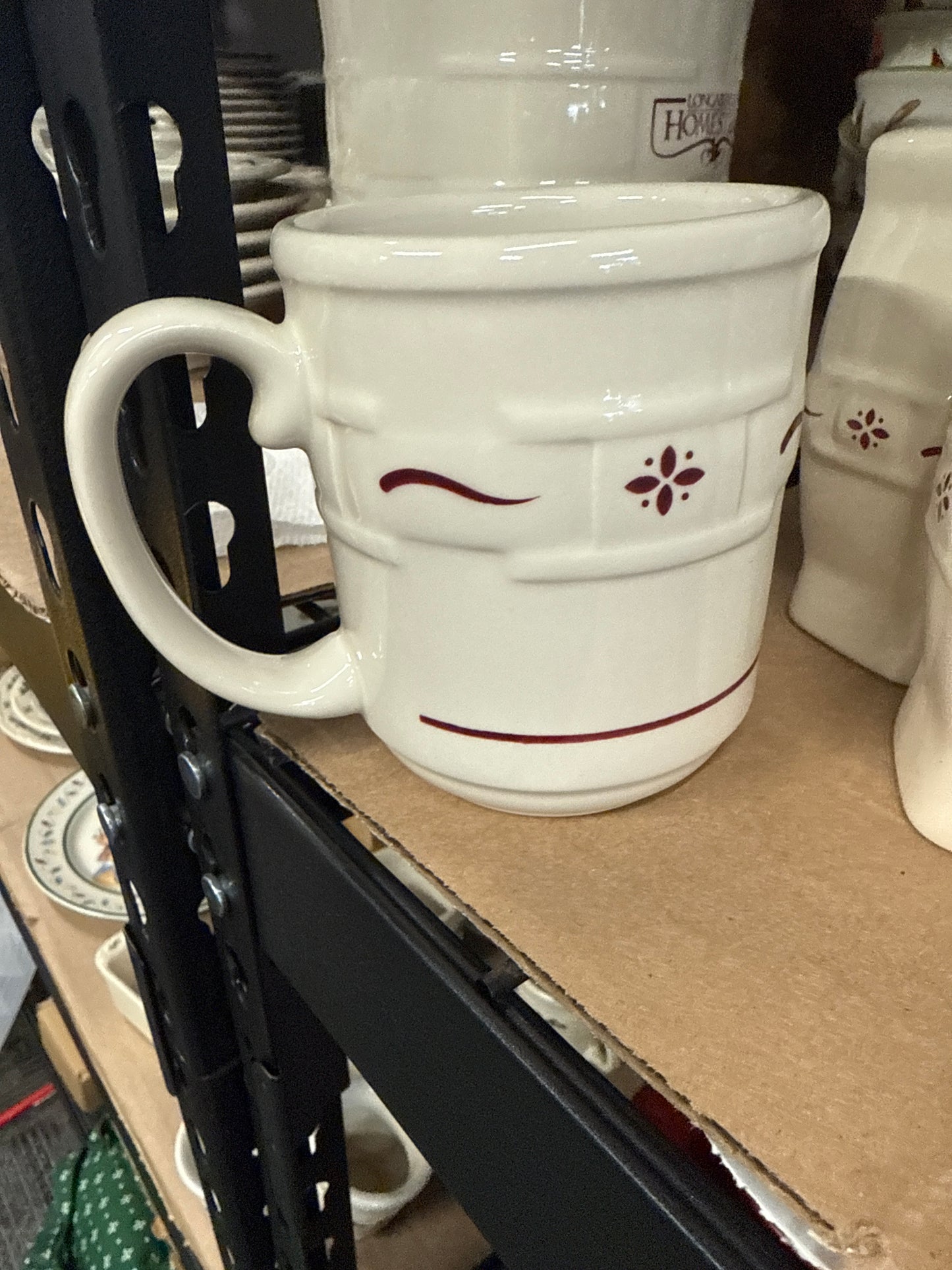 Longaberger coffee mug on red