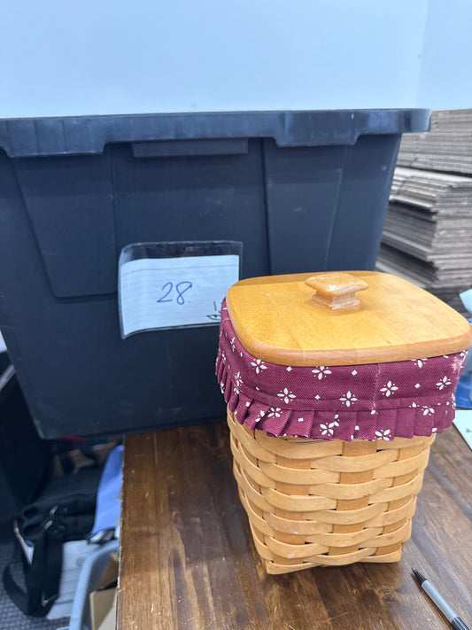 Longaberger medium spoon basket with liner and lid