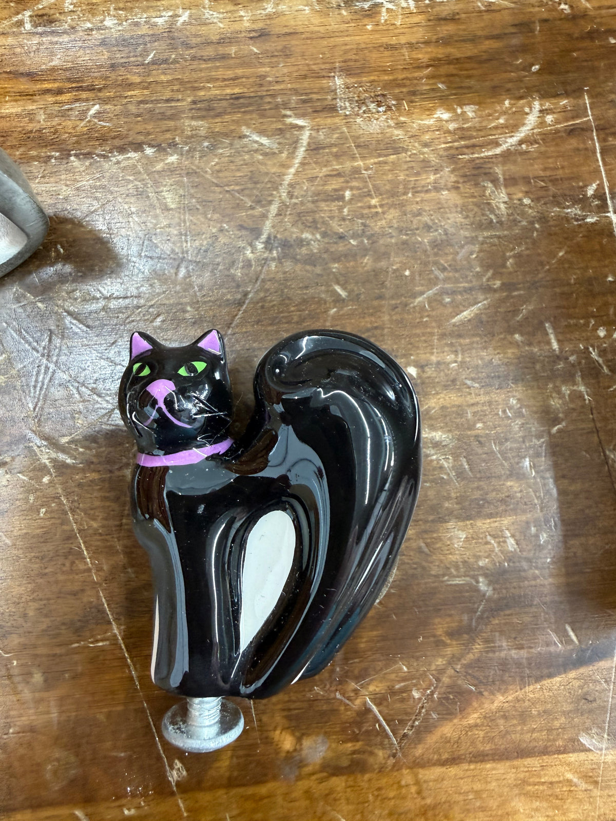 Longaberger black cat knob