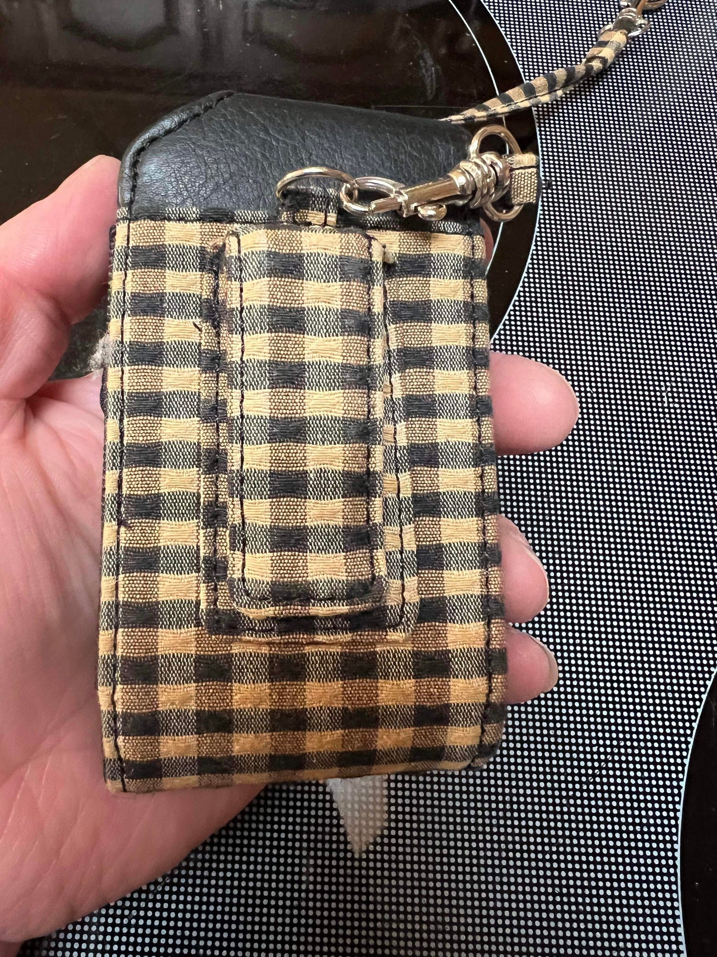 Longaberger Cell Phone Holder in Khaki Check