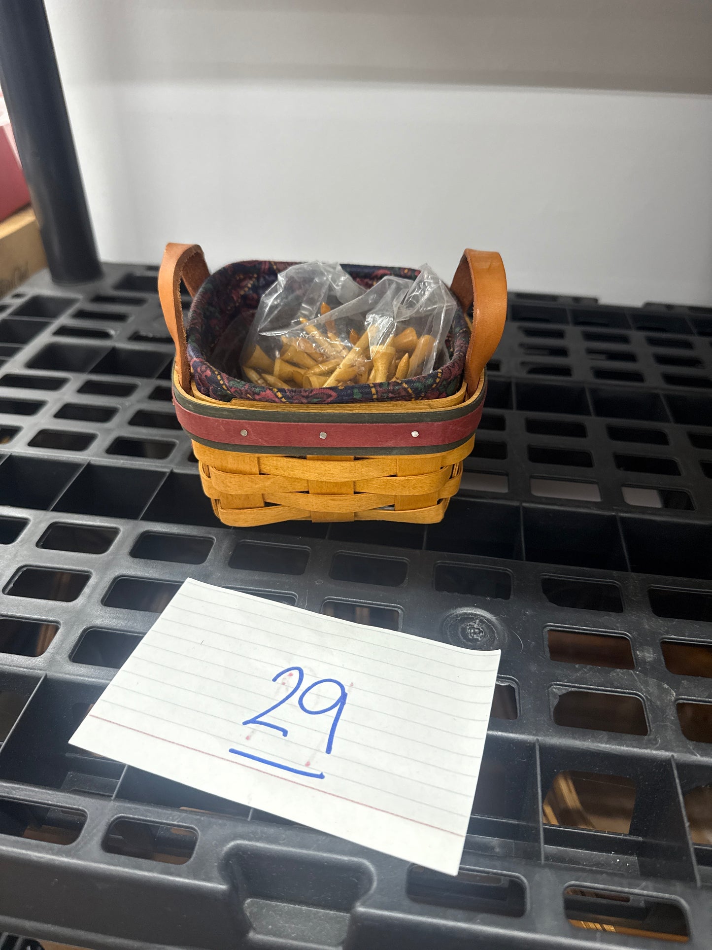 Longaberger tee basket with liner , protector, and tees.