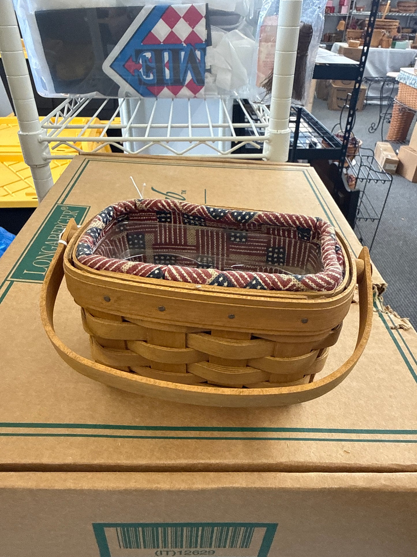 Longaberger salt and pepper basket with liner and protector