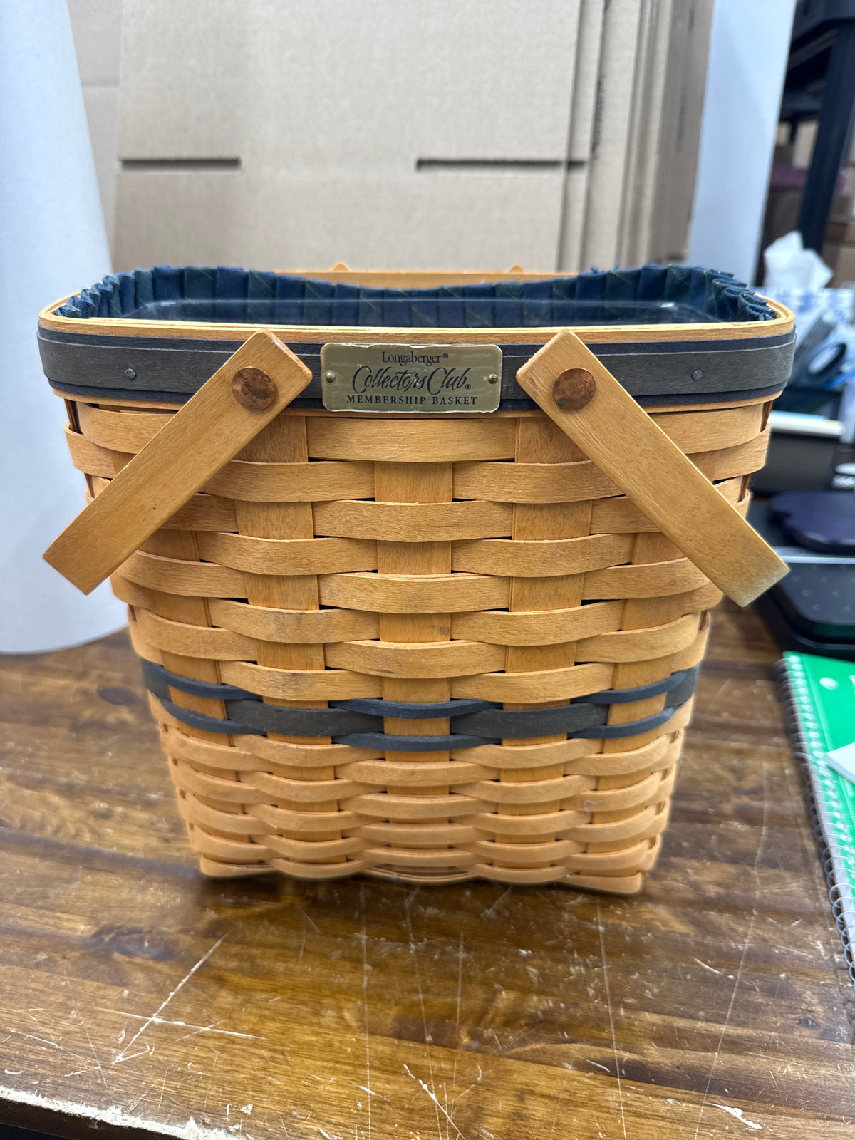 Longaberger membership basket with liner and protector