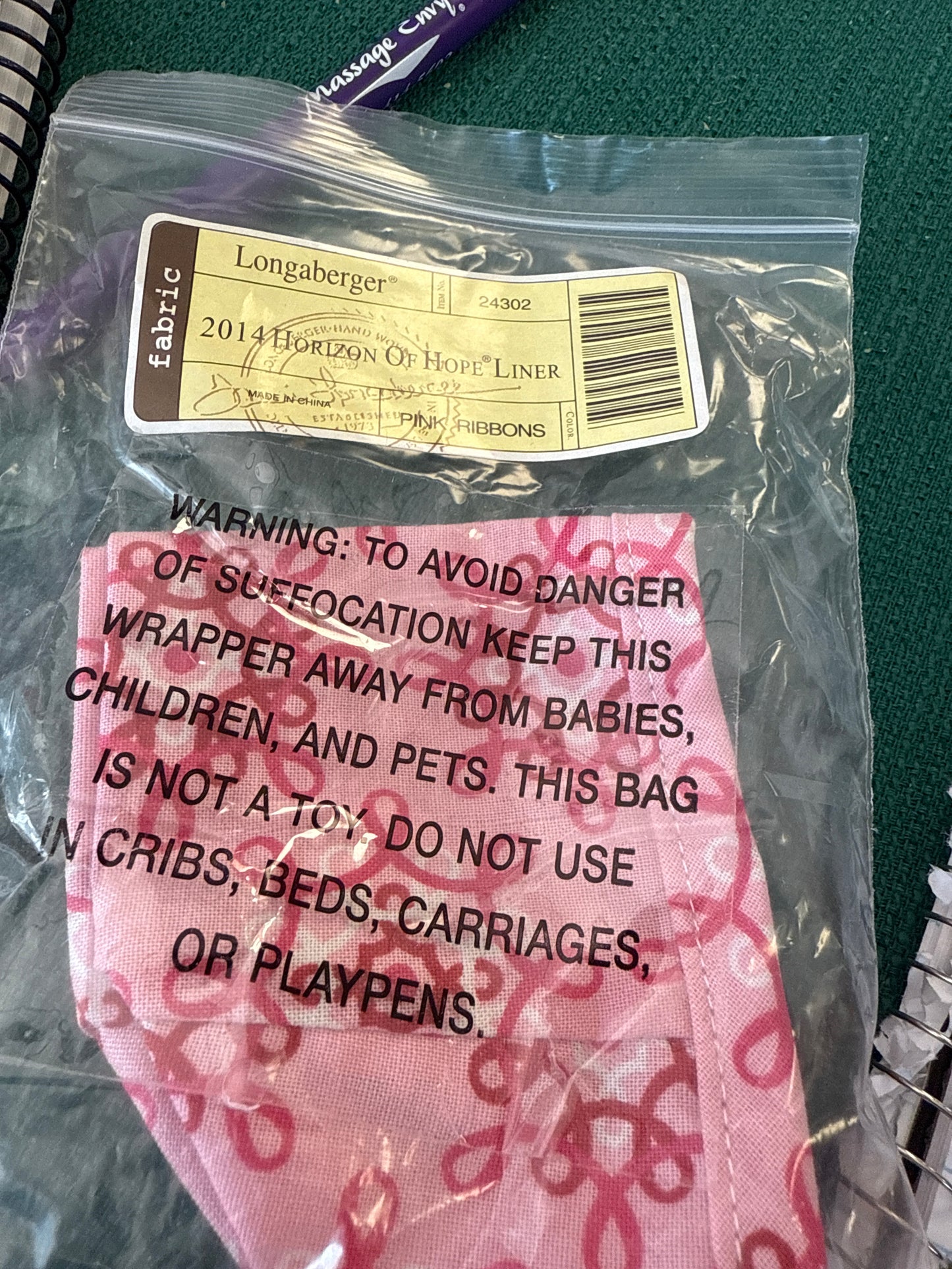 Longaberger 2014 horizon of hope liner in pink ribbons