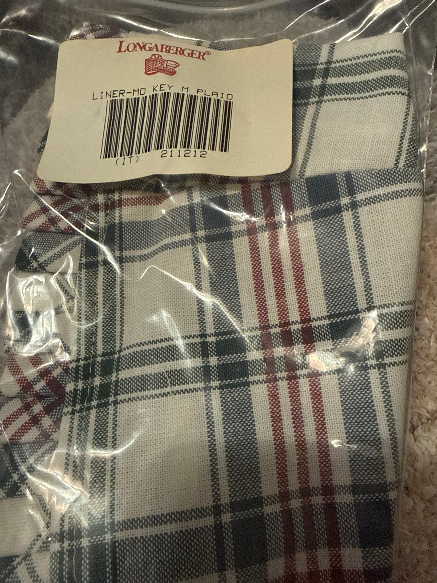 Longaberger medium key liner in market day plaid