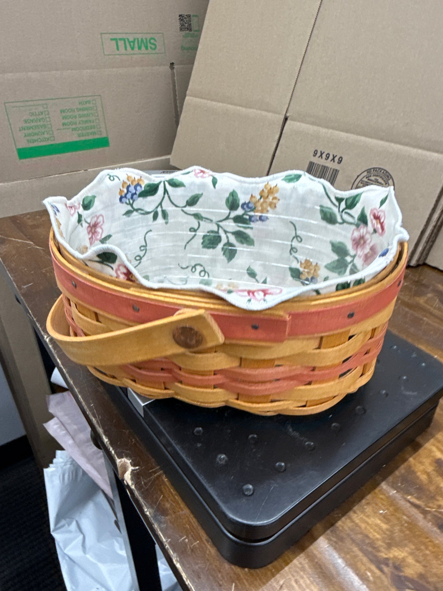 Longaberger 1999 Mother’s Day tea for two basket with liner and protector