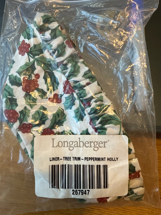 Longaberger tree trimming liner peppermint in traditional holly