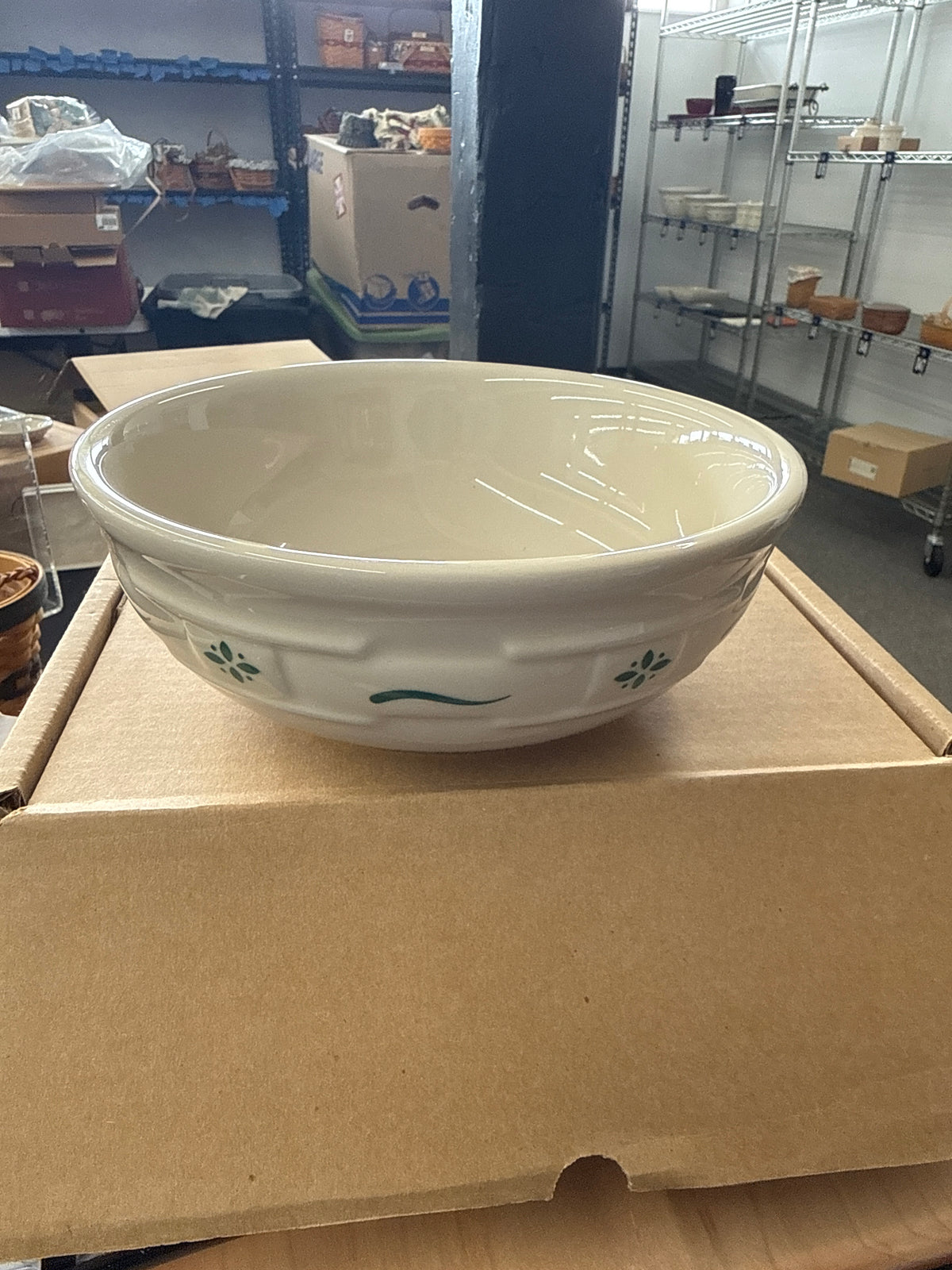 Longaberger large cereal bowl in heritage green