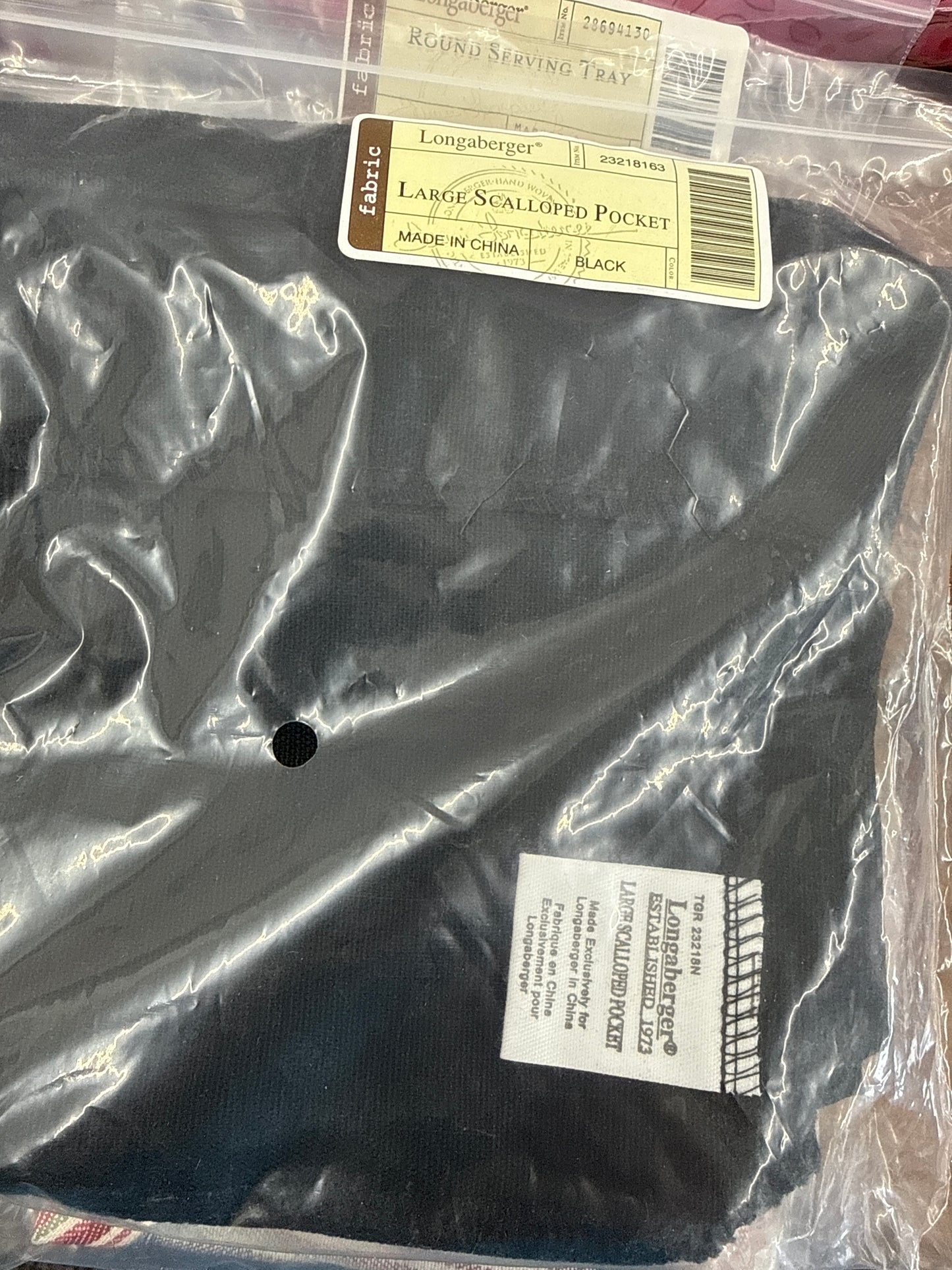 Longaberger large scalloped pocket in black