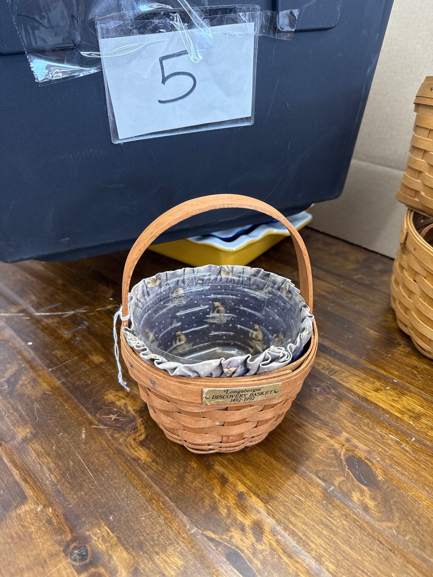 Longaberger discovery basket with liner and protector (liner is faded)