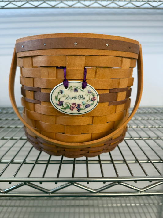 Longaberger sweet pea basket with tie on