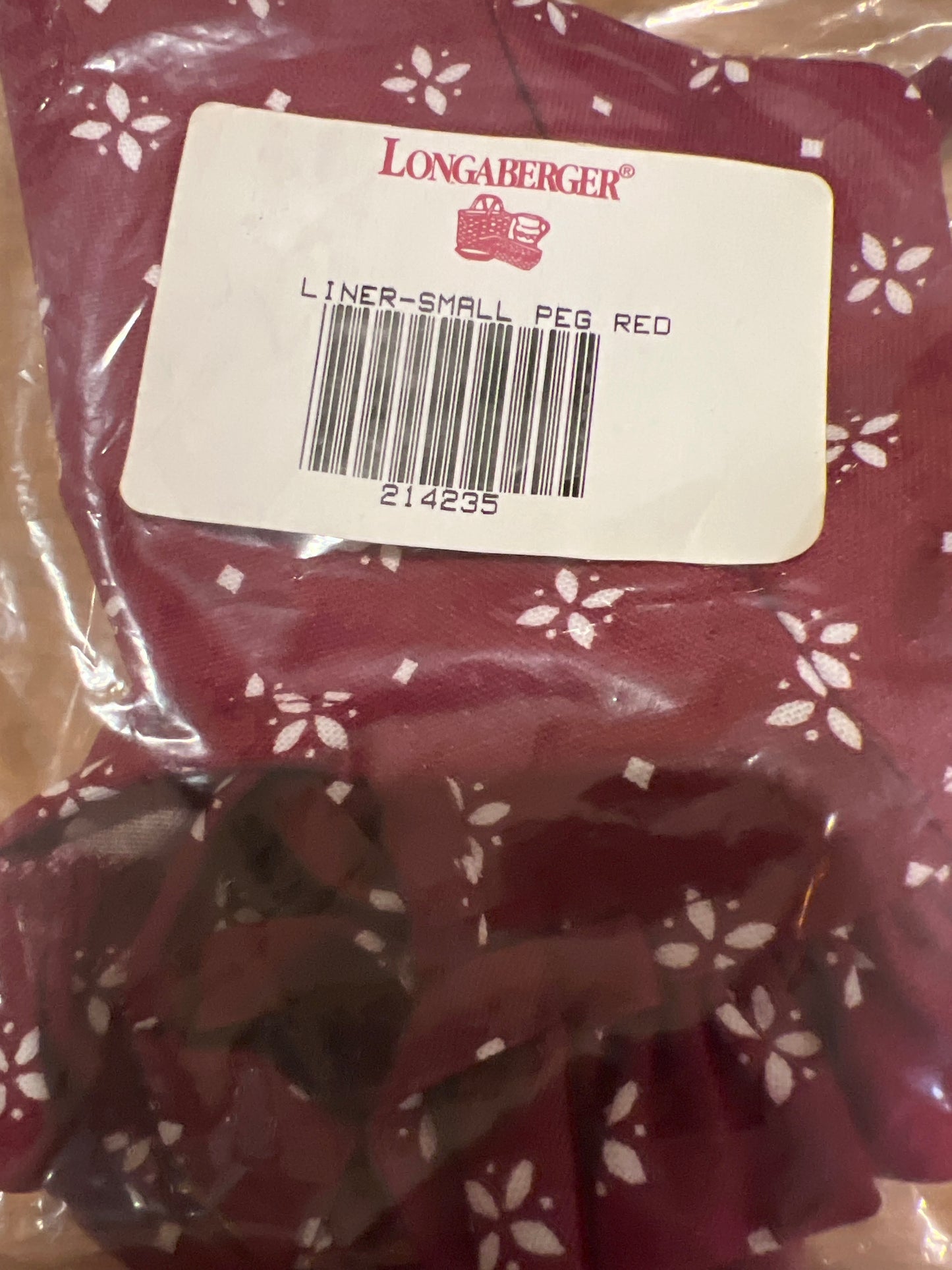 Longaberger small peg liner in traditional red