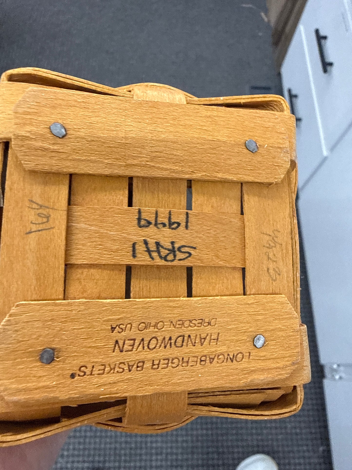 Longaberger chives basket with protector and tie on