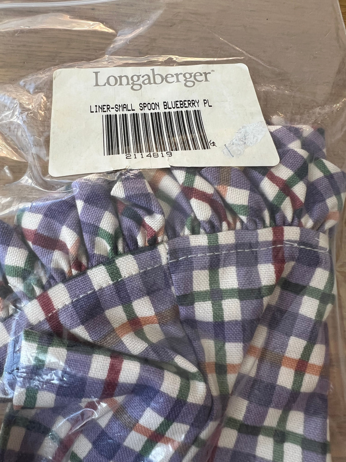 Longaberger small spoon liner in blueberry plaid