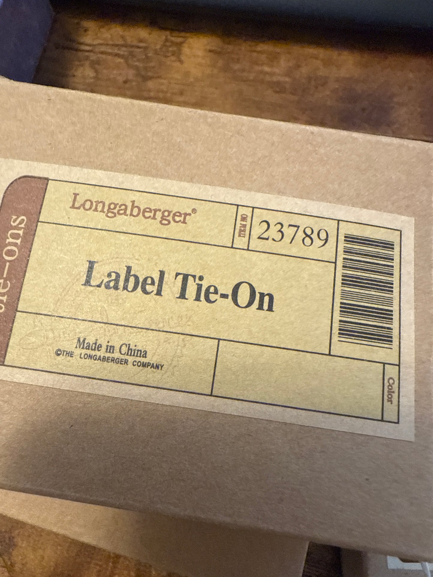 Longaberger label tie on