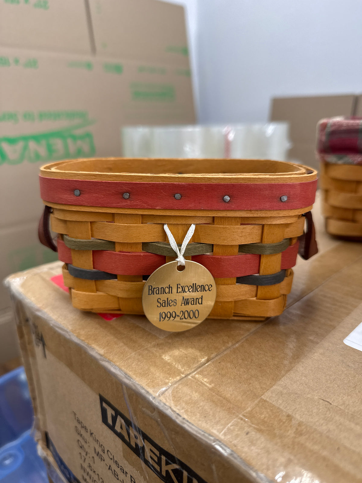 Longaberger awards basket with protector