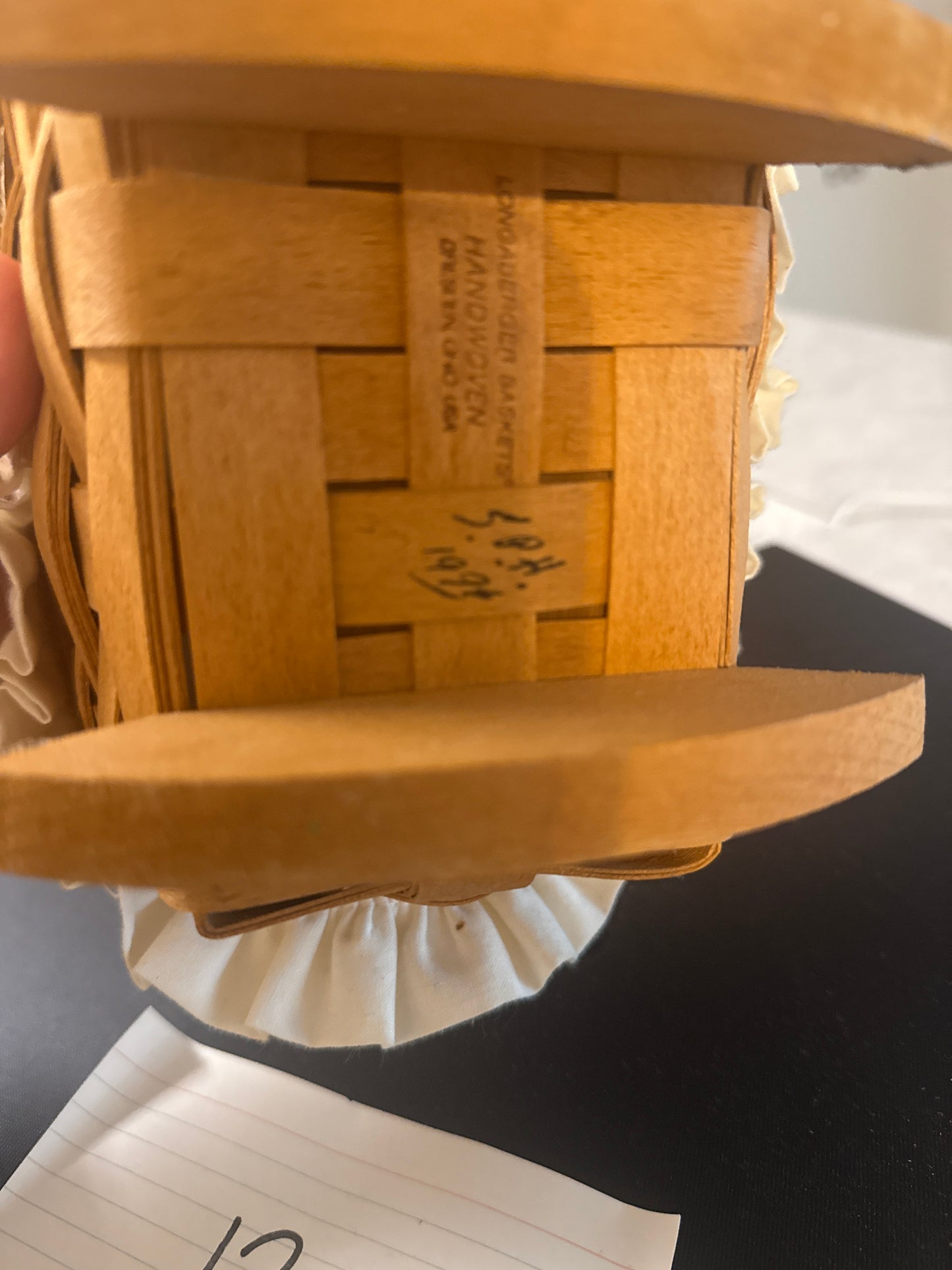 Longaberger cradle with doll (liner needs washed)