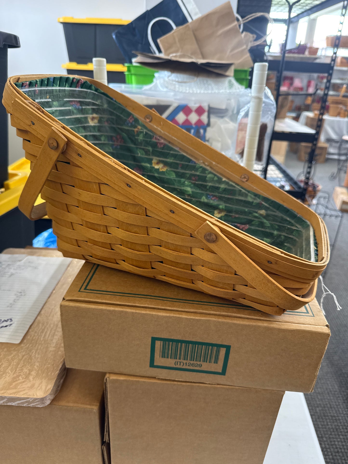 Longaberger large vegetable basket with liner and protector
