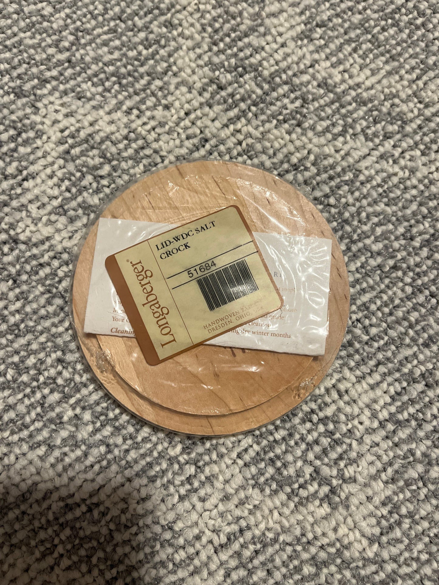 Longaberger salt crock lid
