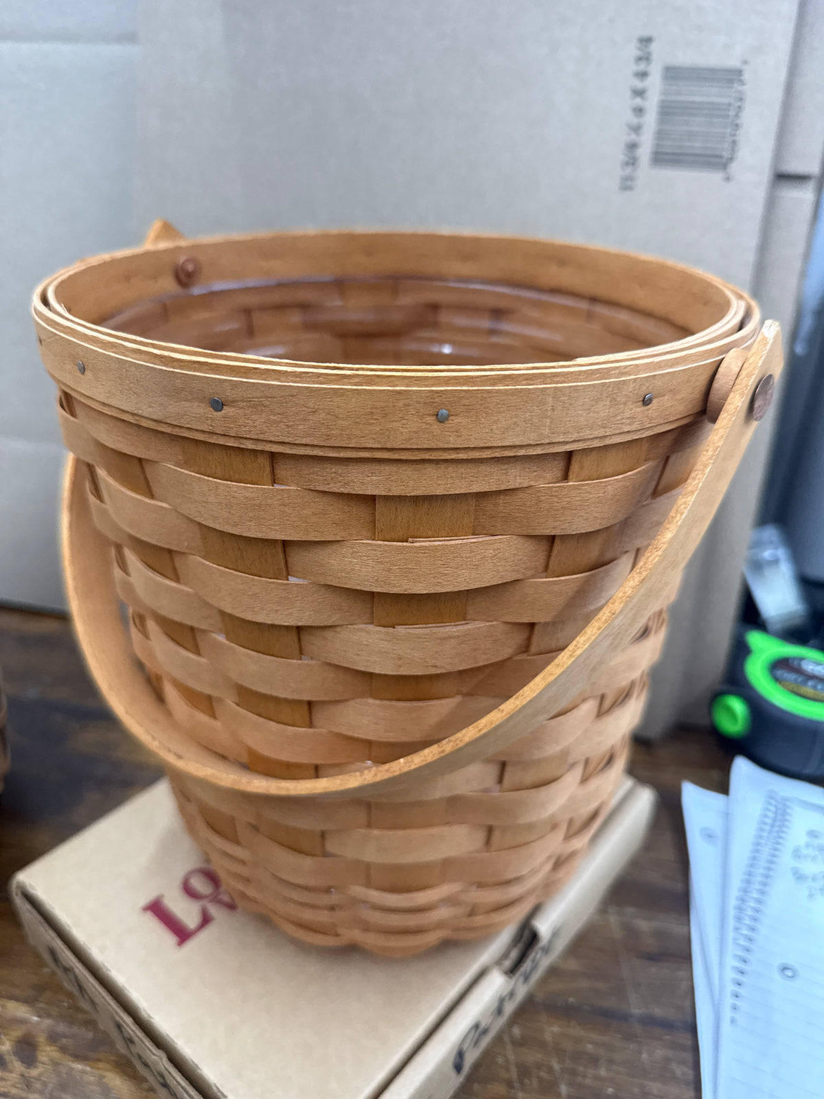 Longaberger tall fruit basket with protector