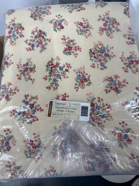 Longaberger 5 yards sweetheart floral fabric