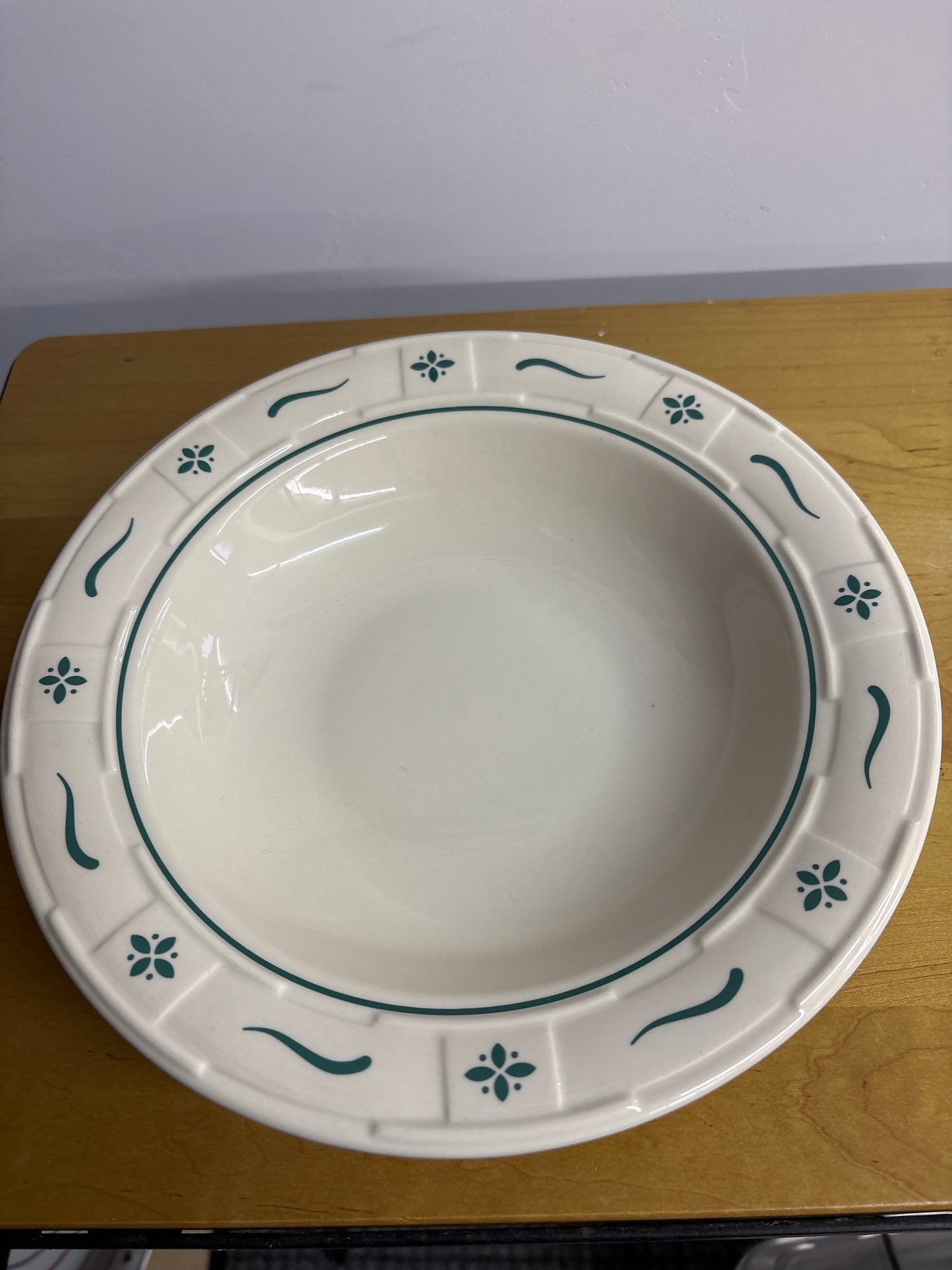 Longaberger 10” Rimmed Pasta Bowl in Heritage Green