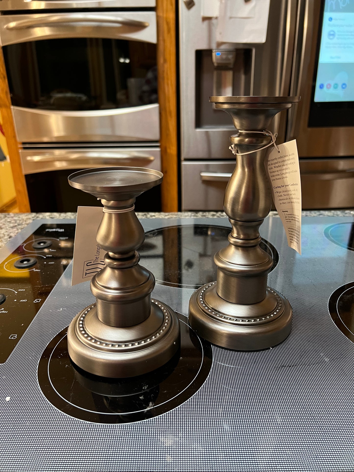 Longaberger metal candlesticks pewter