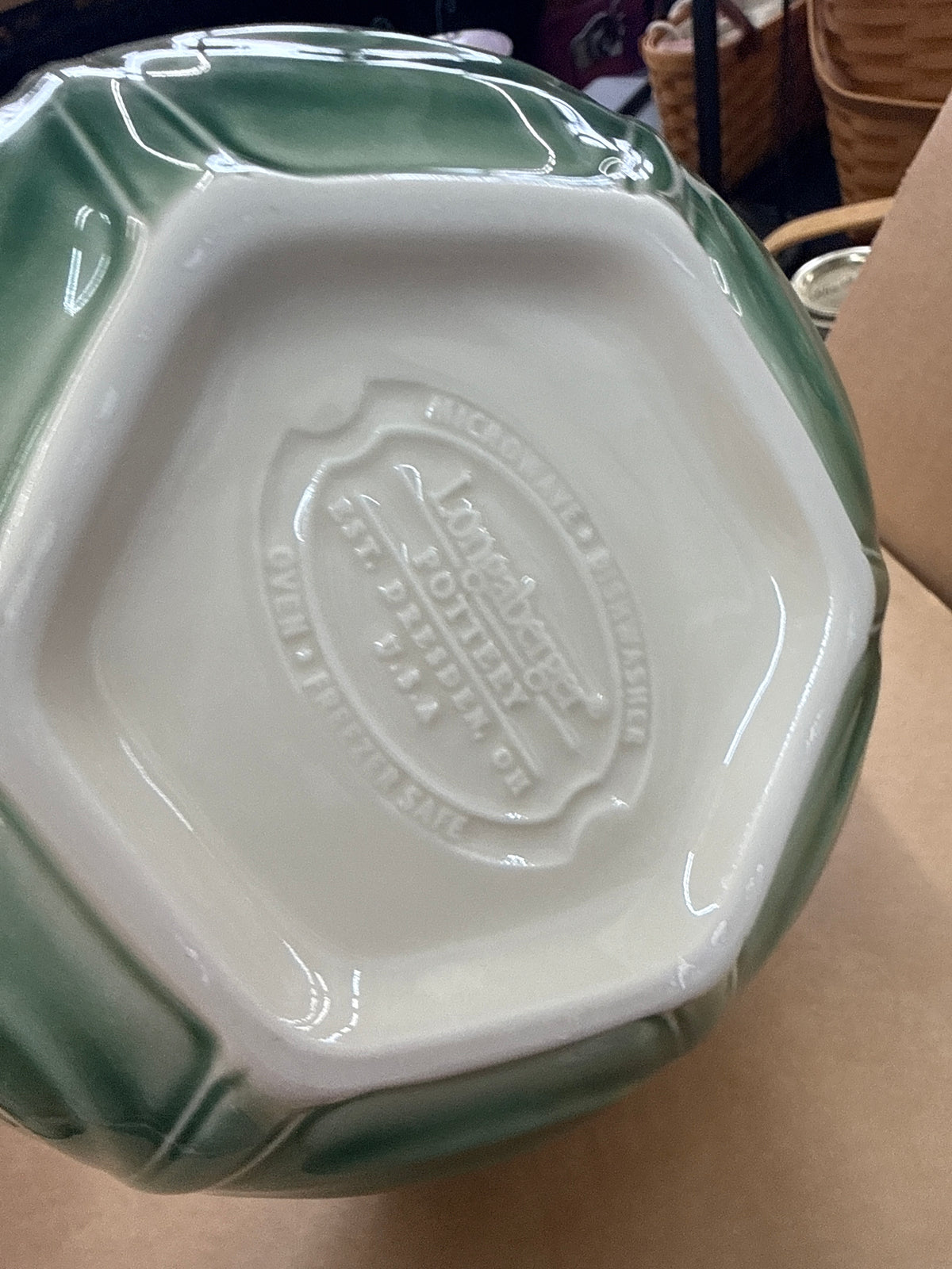 Longaberger American craft 8” bowl in light ivy