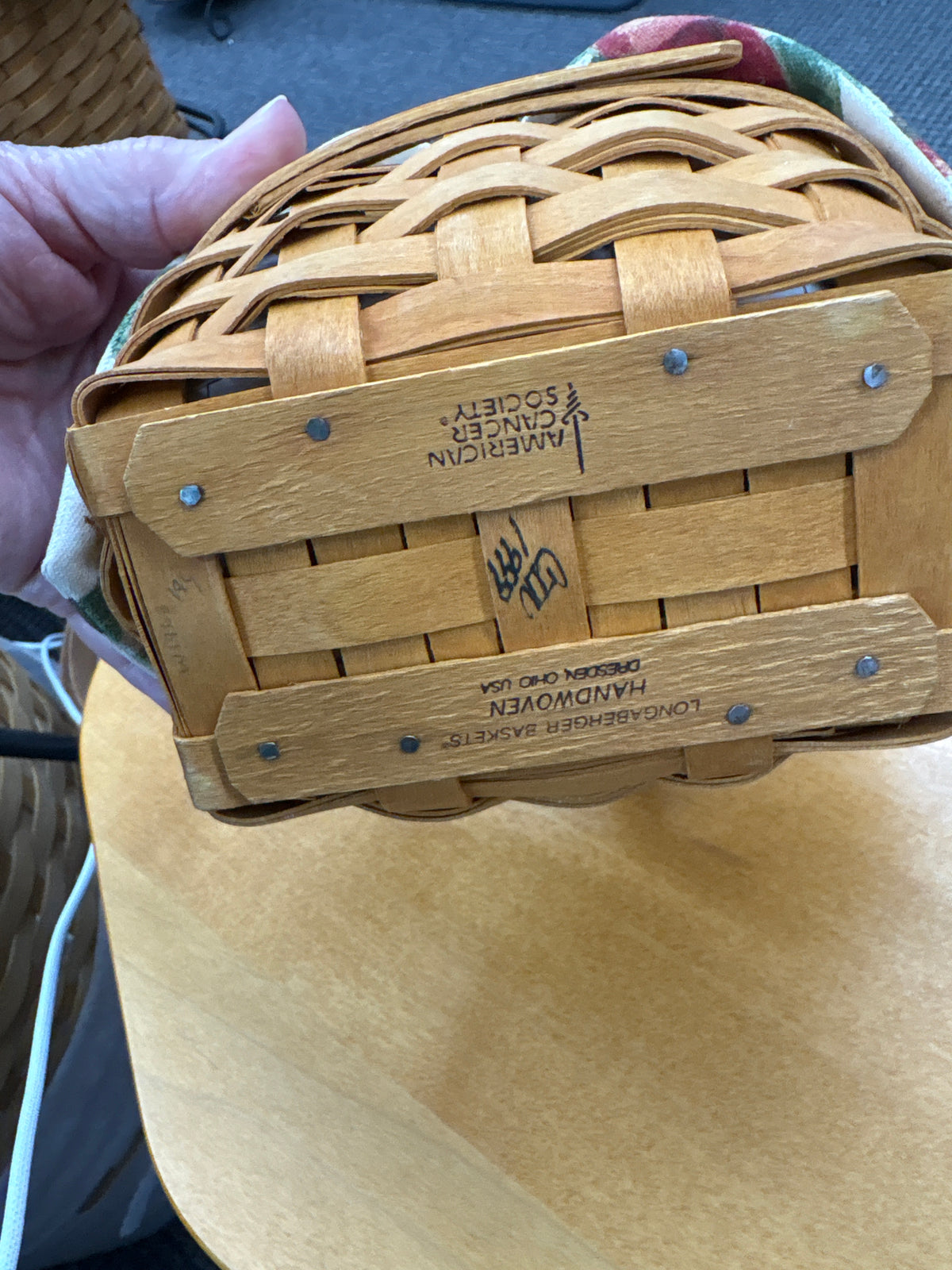 Longaberger 1999 horizon of hope basket with liner and protector