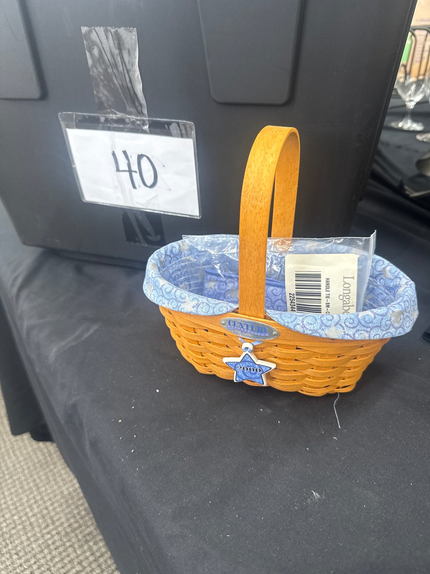 Longaberger 2000 cheers basket with liner, protector, tie on, and handle tie