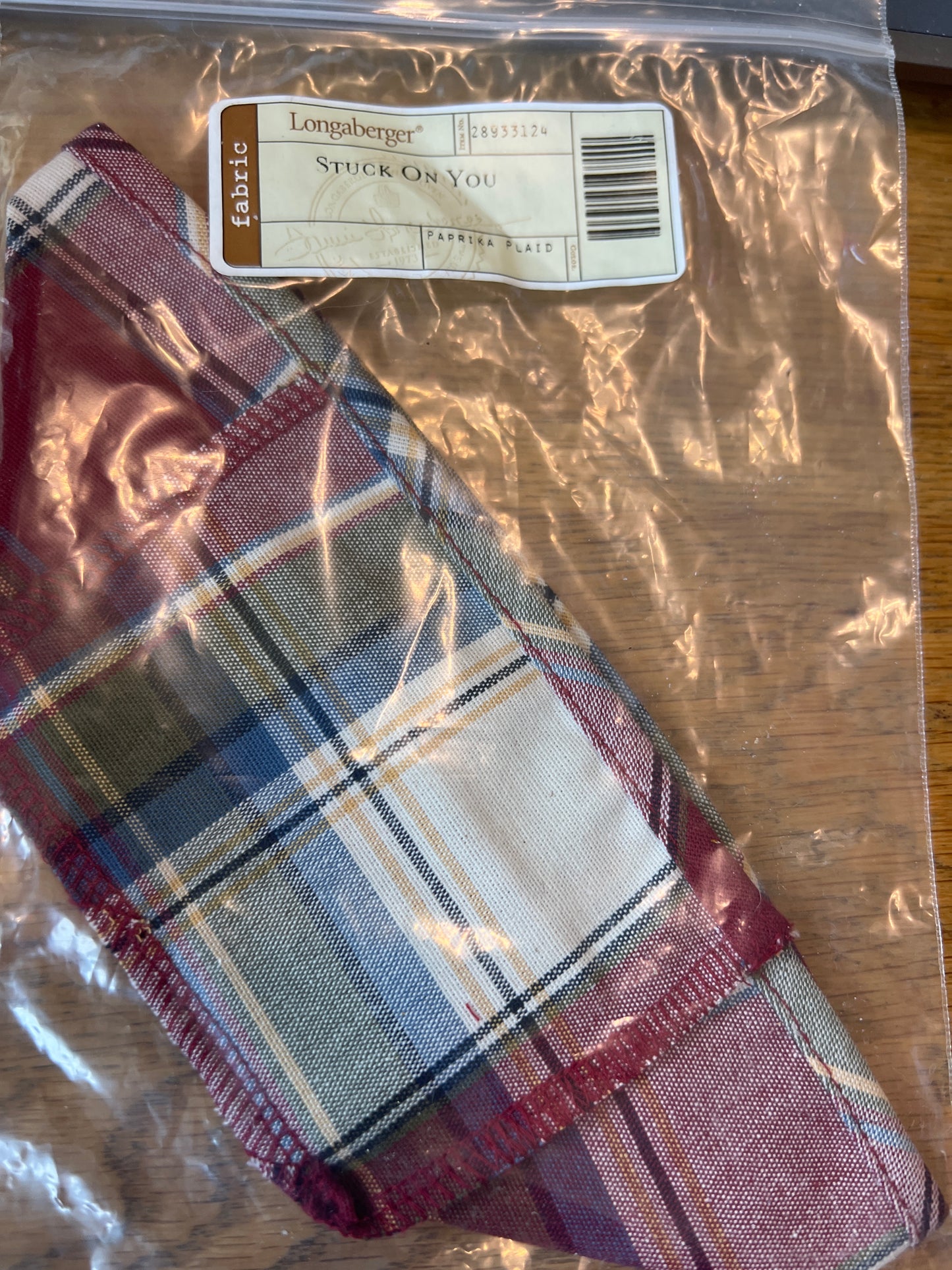 Longaberger stuck on you liner in paprika plaid