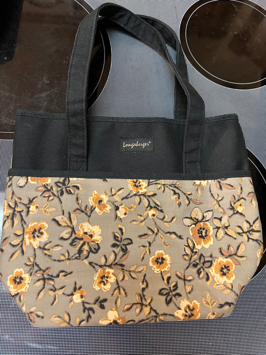 Longaberger khaki floral tote