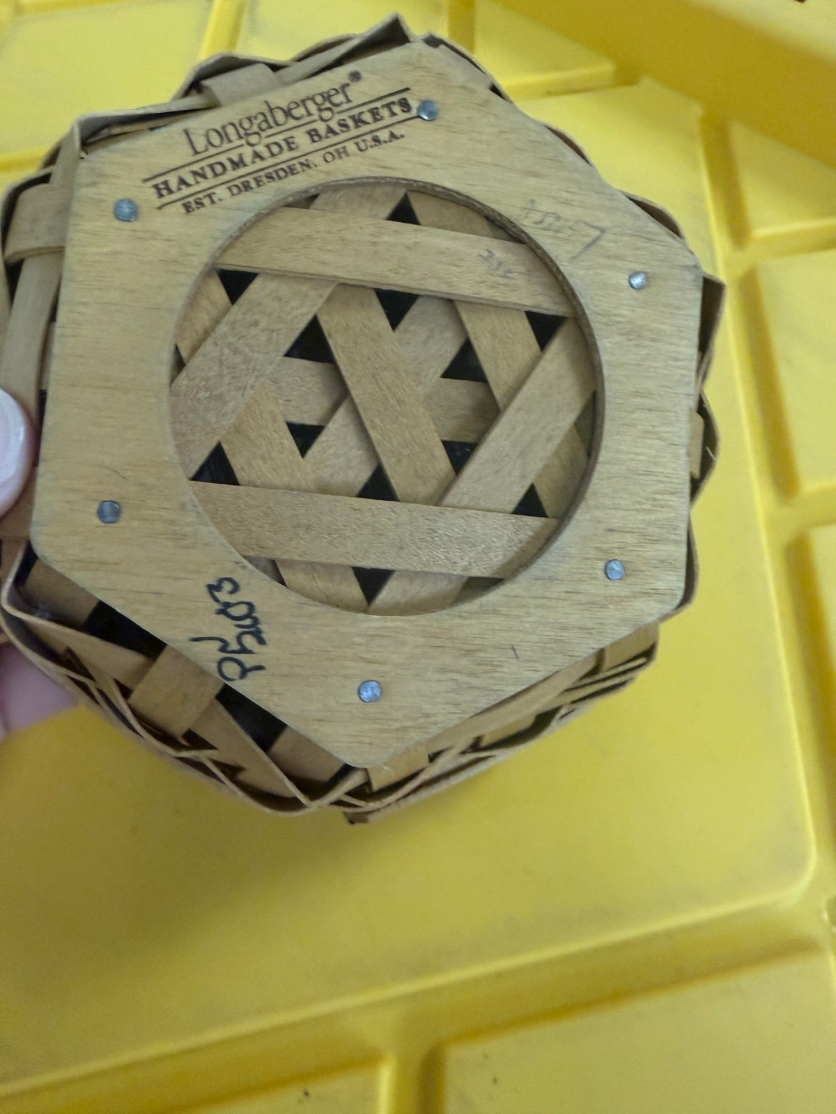 Longaberger sage basket with lid and protector
