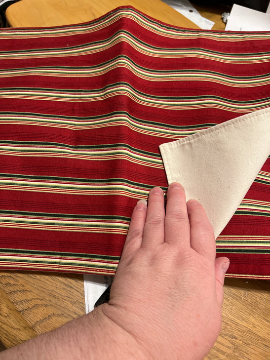 Longaberger set of 2 holiday stripe reversible placemats