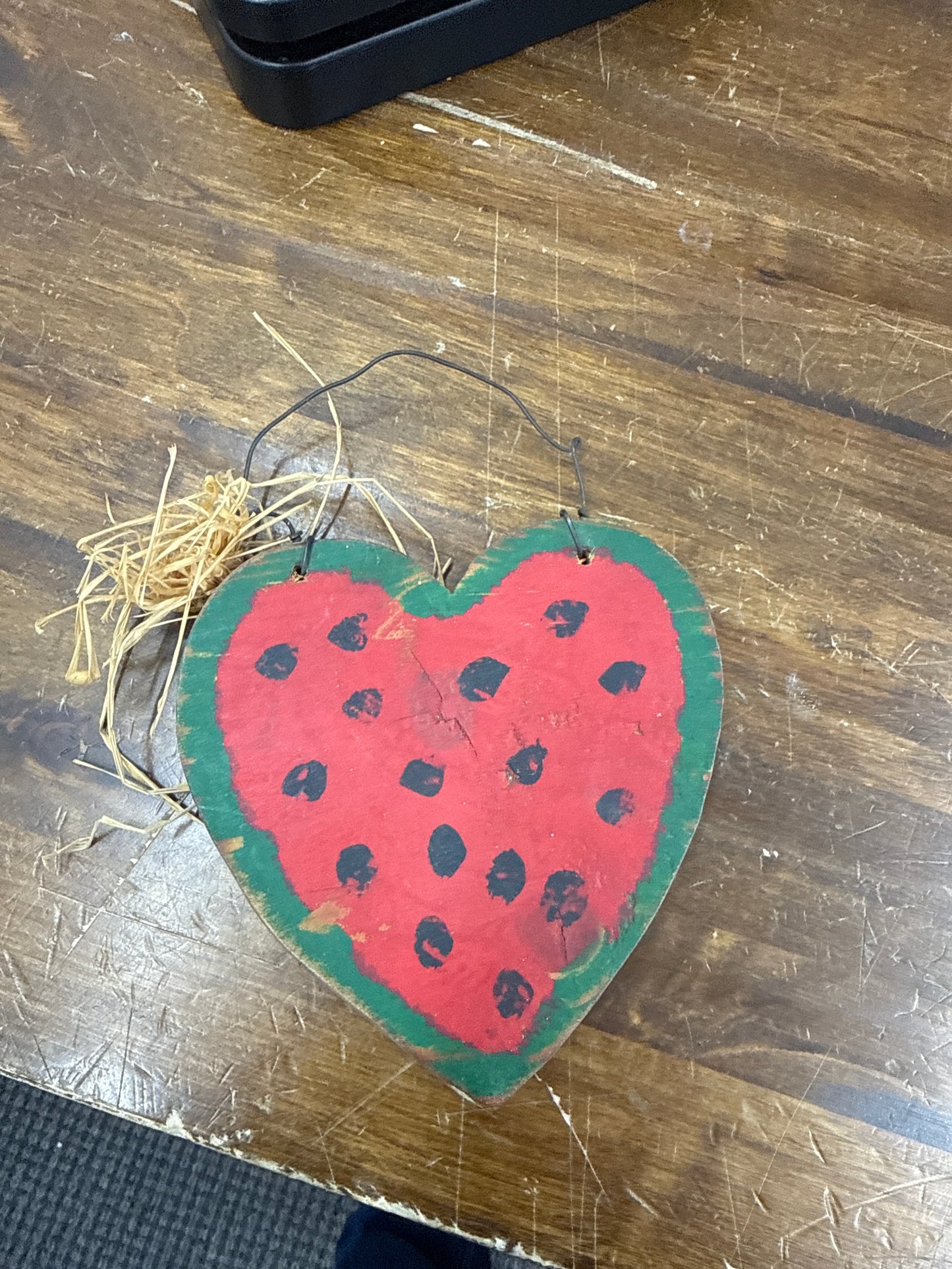 Homestead wood watermelon heart decor