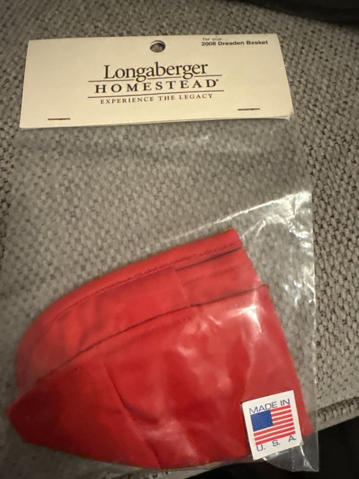 Longaberger homestead 2008 Dresden basket liner in red