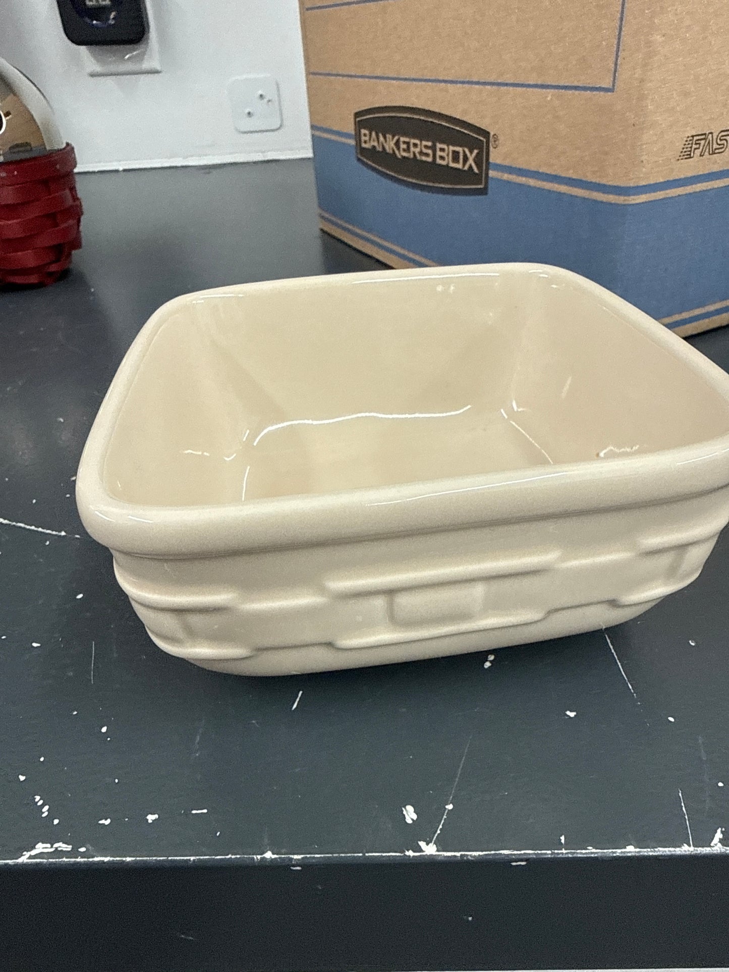 Longaberger soft square bowl in ivory