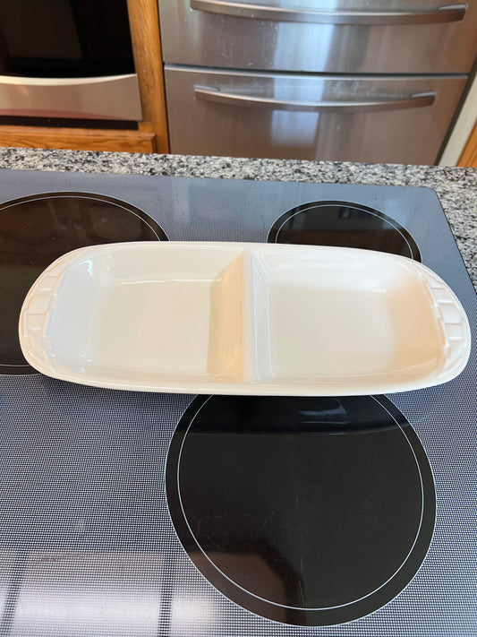 Longaberger divided tray in ivory