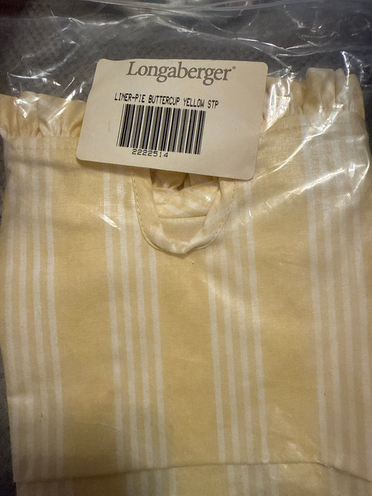 Longaberger pie liner in buttercup yellow stripe