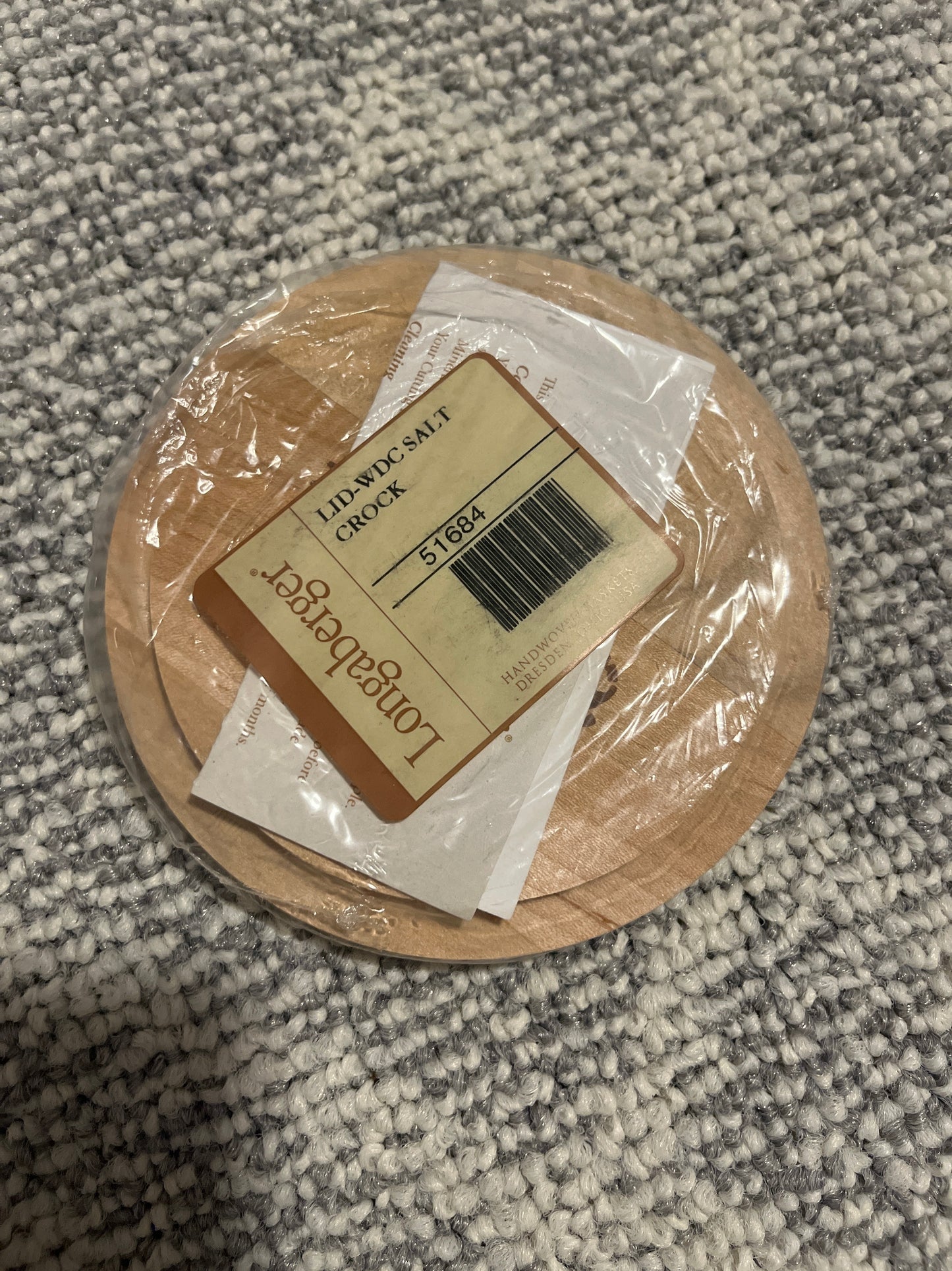 Longaberger salt crock lid